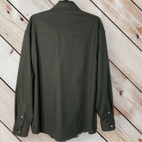 Poncho Men's Pearl Snap Flannel Shirt The Laramie Dark Green Fishing Cabin Core - Picture 3 of 15